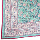Pale Turquoise Floral Print Cotton Bedspread - Angela Reed - 
