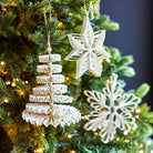 Paper Fan Hanging Decoration, White and Gold