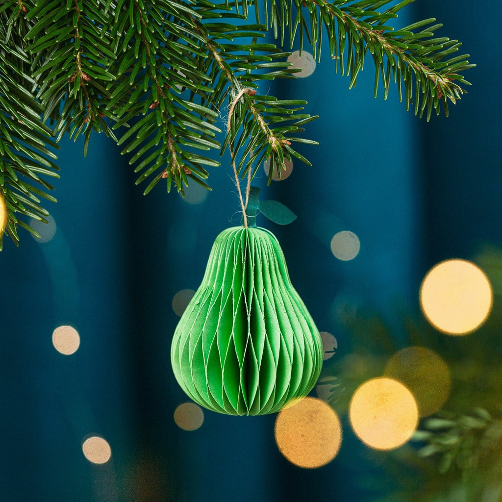 Pear Honeycomb Paper Hanging Decoration - Angela Reed - Christmas Decorations