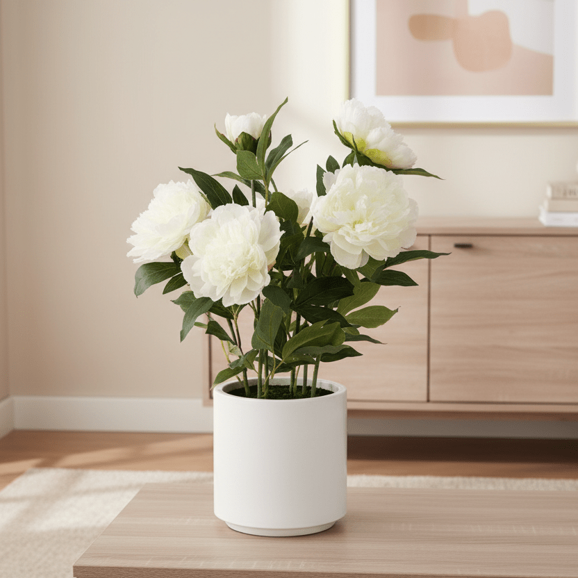 Peony In Pot, White