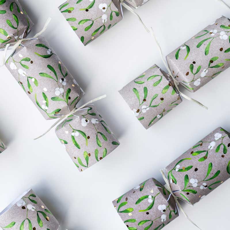 Petite Mistletoe Christmas Crackers, Pack of 6