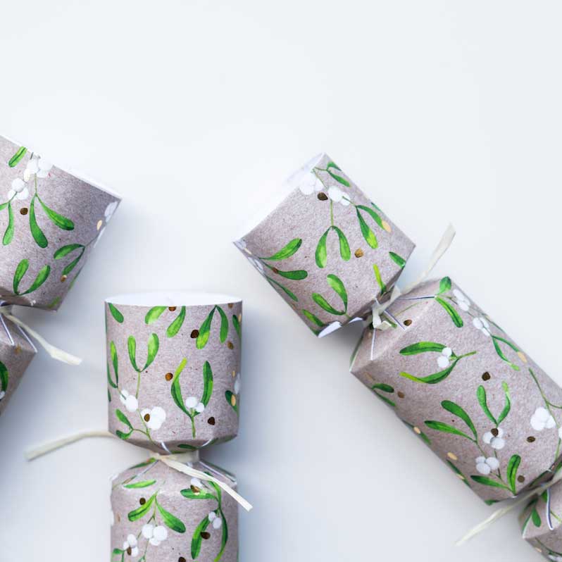 Petite Mistletoe Christmas Crackers, Pack of 6