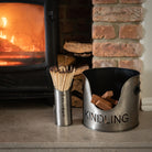 Pewter Finish Logs And Kindling Buckets & Matchstick Holder - Angela Reed - 