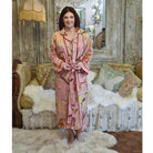 Pink, Cream & Burnt Orange Large Botanical Print Dressing Gown - Angela Reed - 