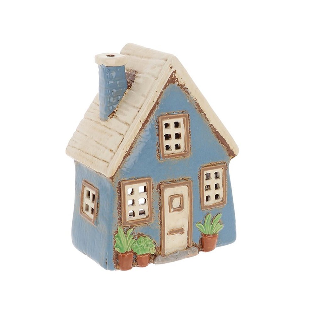Pottery Tealight Garden House, Blue
