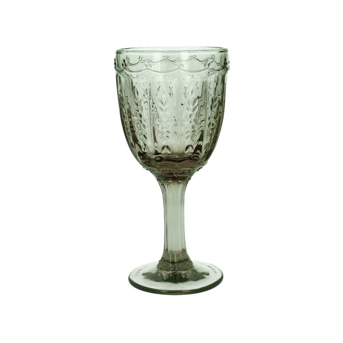 Pressed Glass Wine Goblet, Green - Angela Reed - 