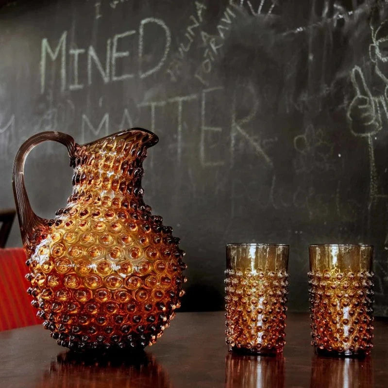 Amber Glass Hobnail Jug