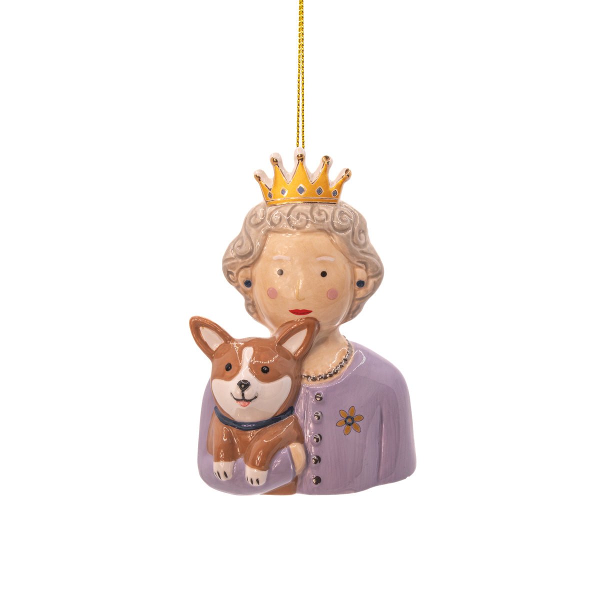 Queen and Corgi Christmas Hanging Decoration