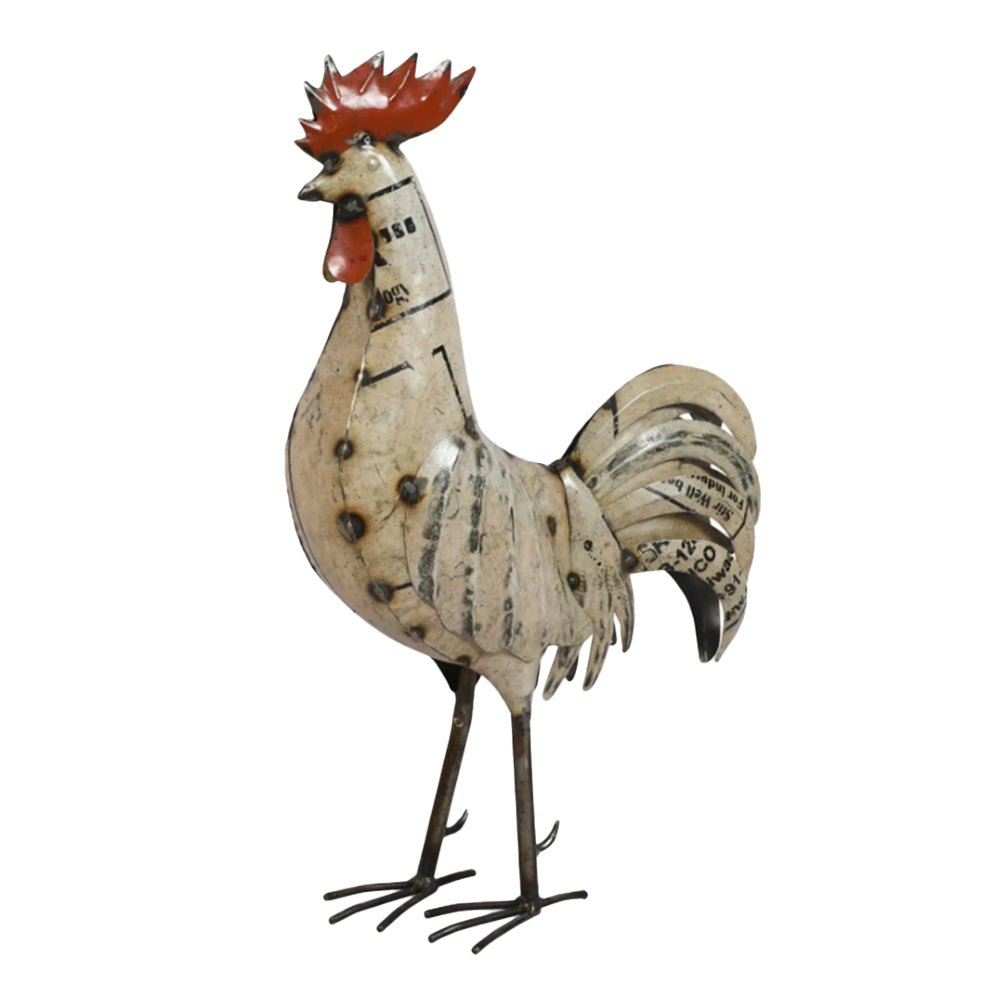 Recycled Metal White Rooster - Angela Reed - 