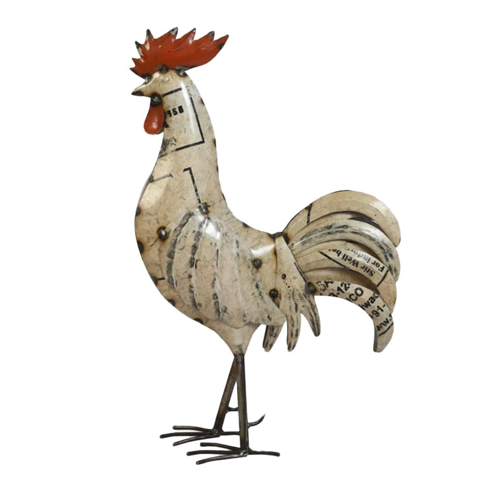 Recycled Metal White Rooster - Angela Reed - 