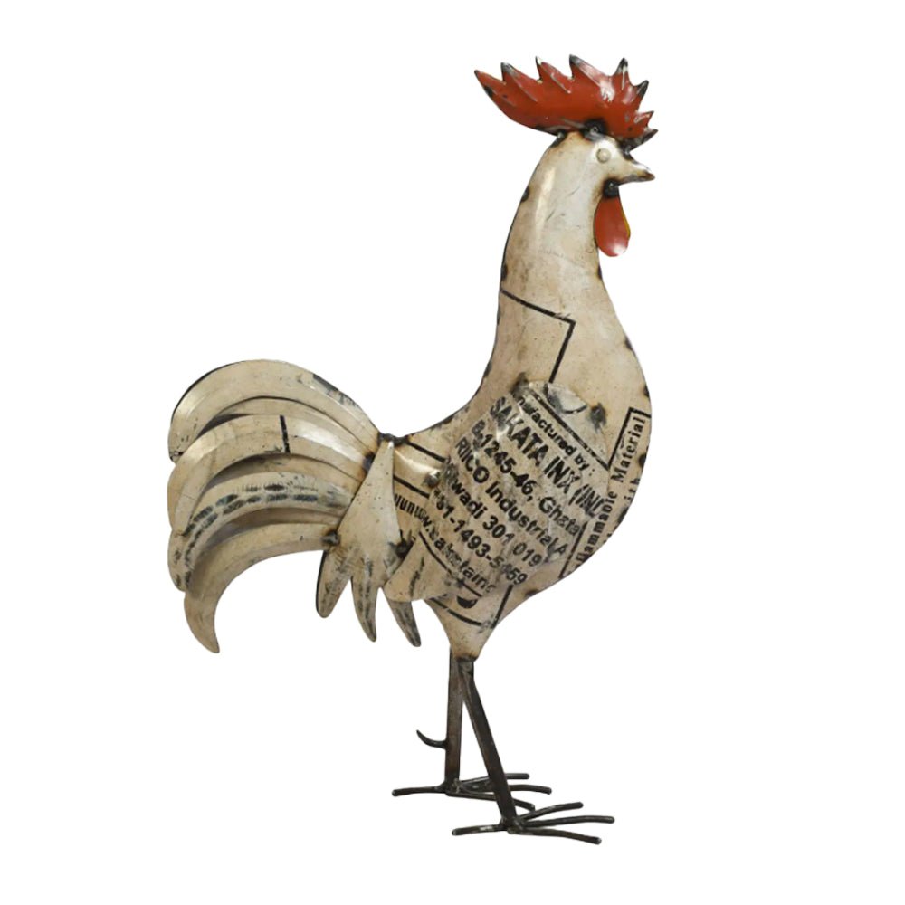 Recycled Metal White Rooster - Angela Reed - 