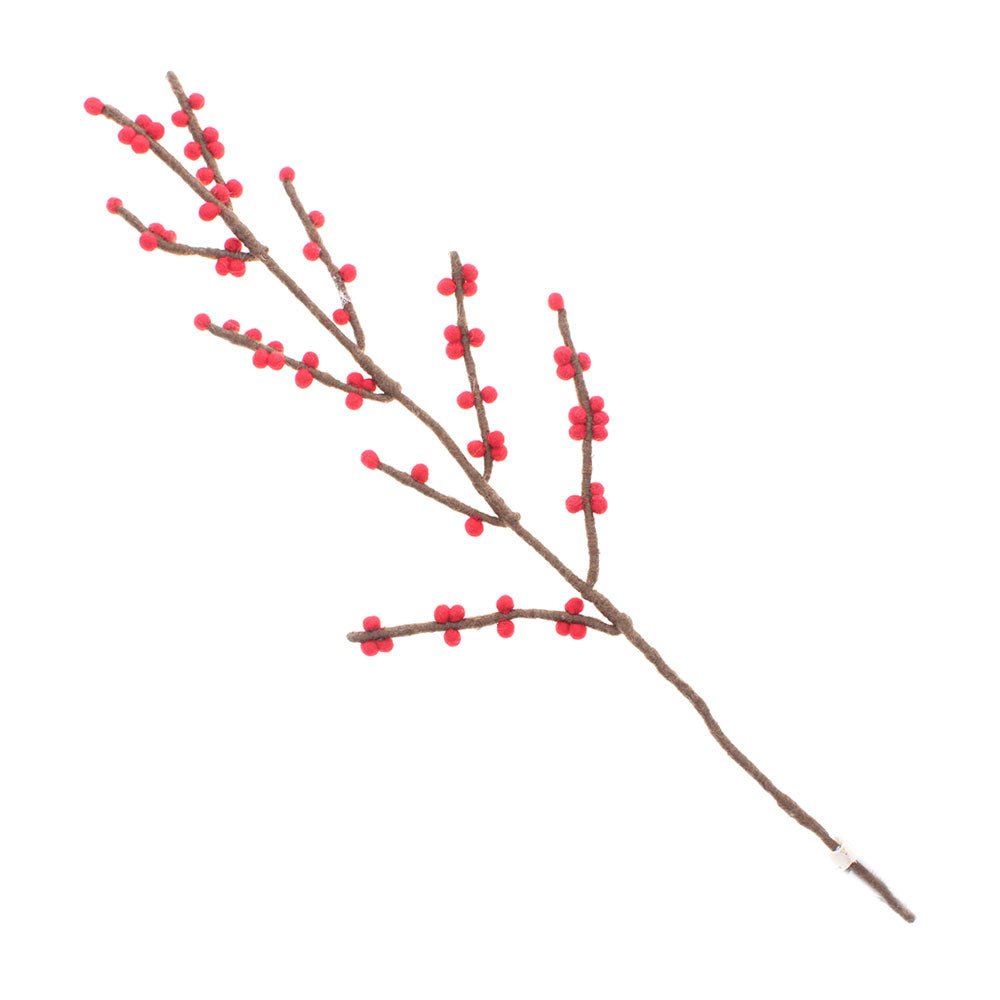 Red Berries Felt Branch