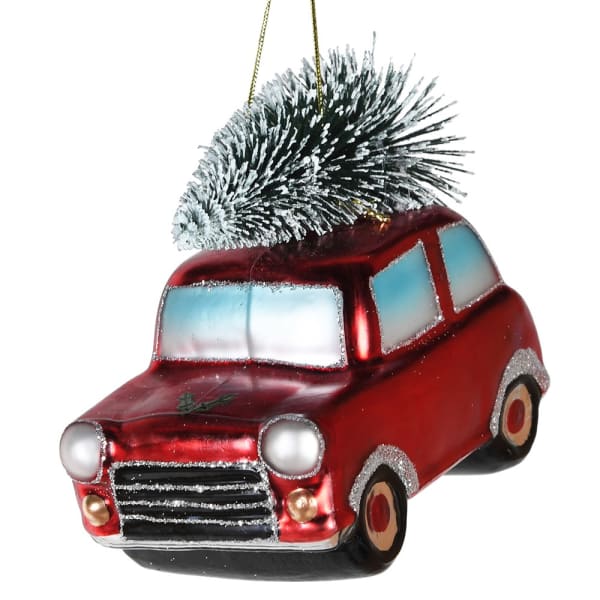 Red Glass Car with Tree Bauble - Angela Reed -