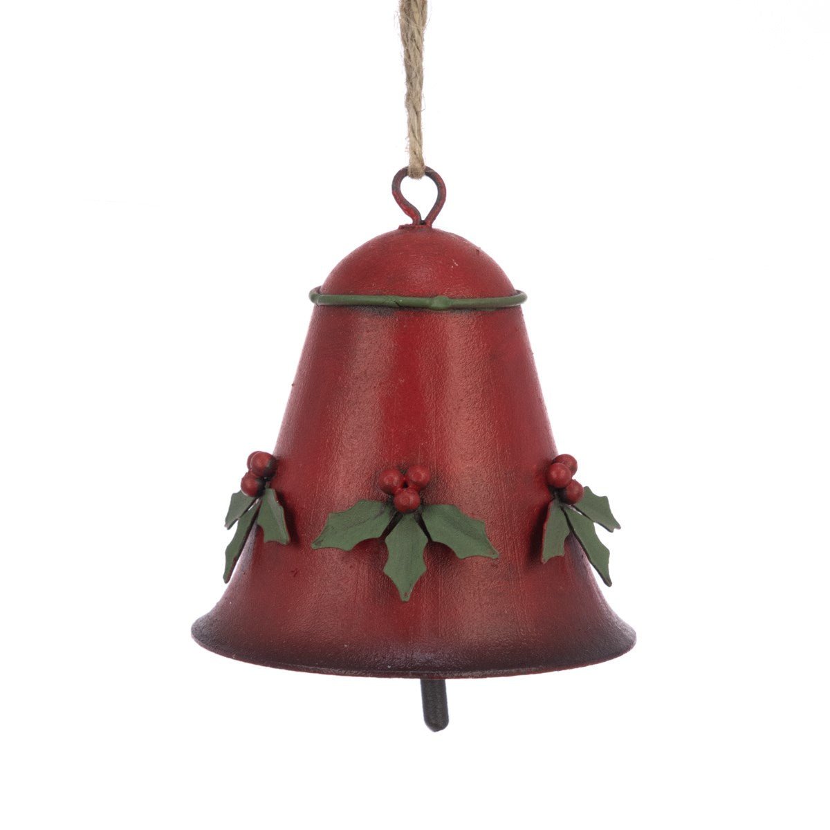 Red Metal Bell with Holly