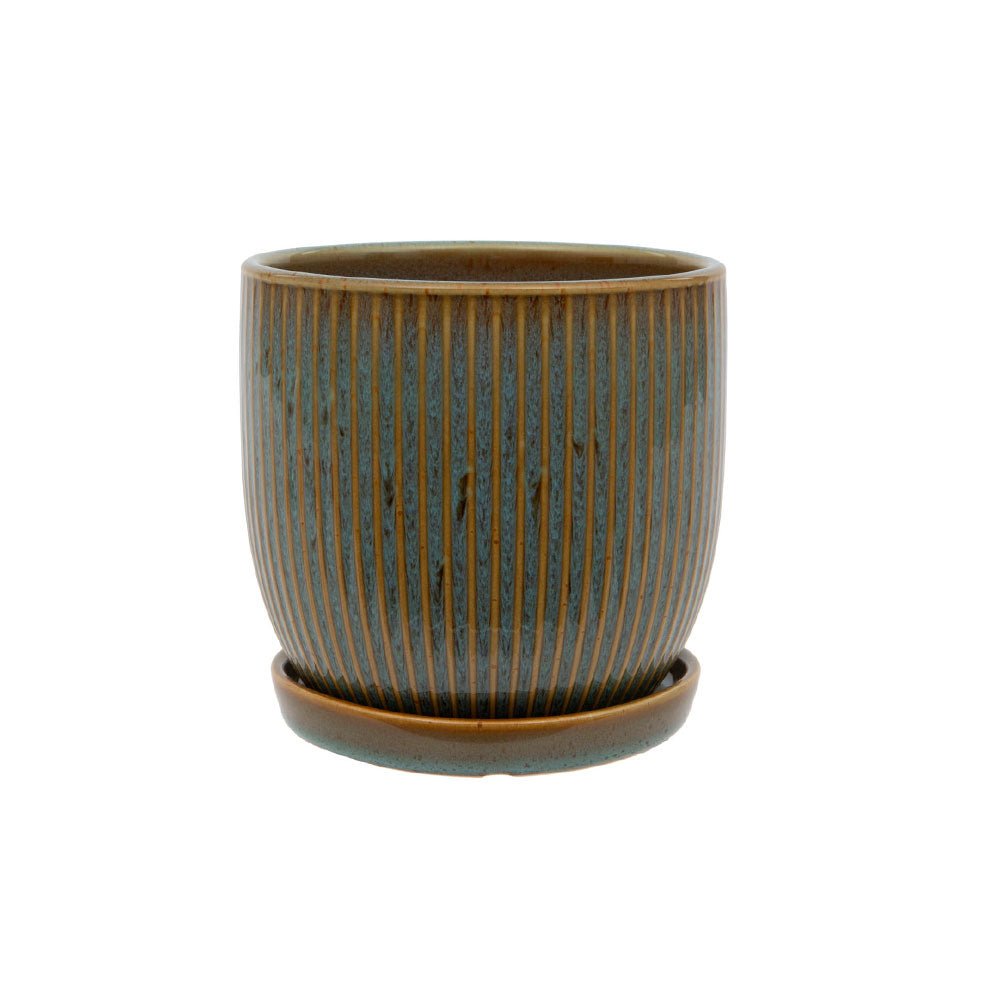 Ribbed Pot with Saucer - Angela Reed - 