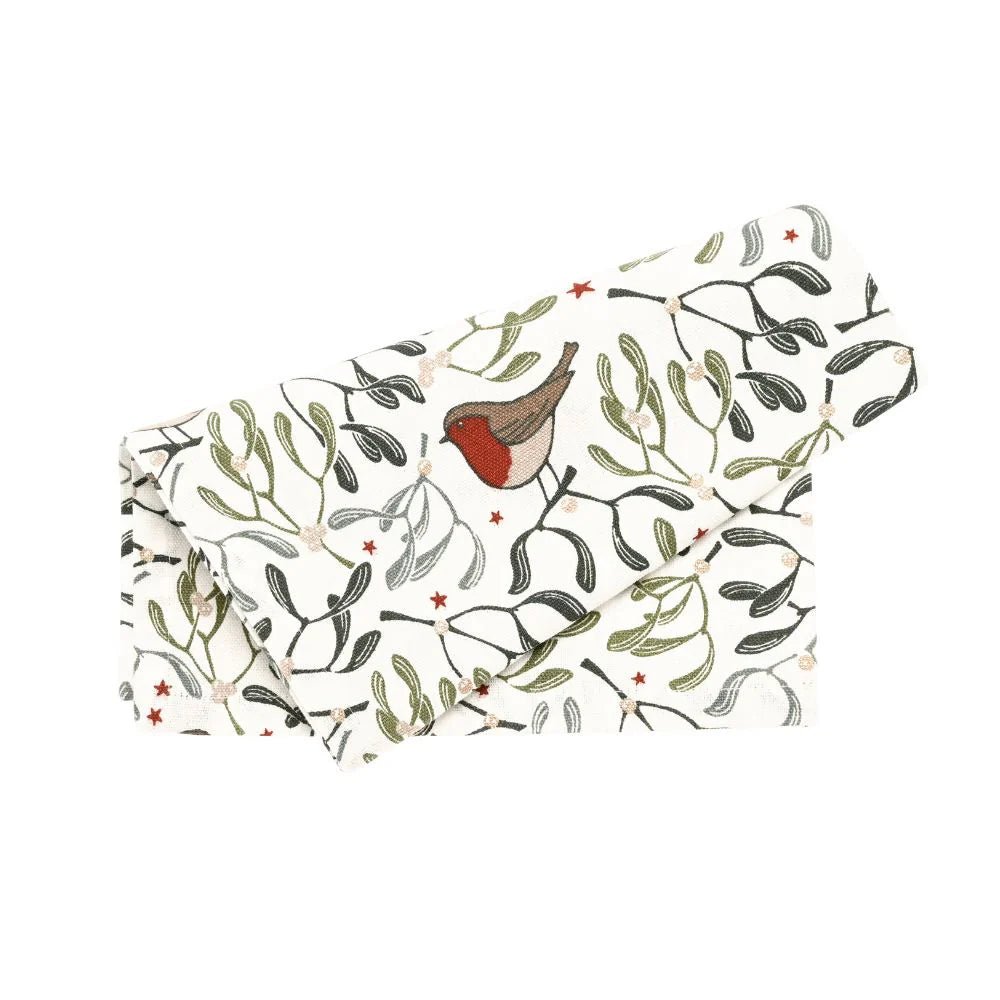 Robin and Mistletoe Napkin, Set of Four