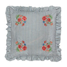 Ruffled Embroidered Cushion in Blue
