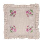 Ruffled Embroidered Cushion in Pink