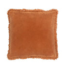 Ruffled Velvet Cushion in Rust Pink