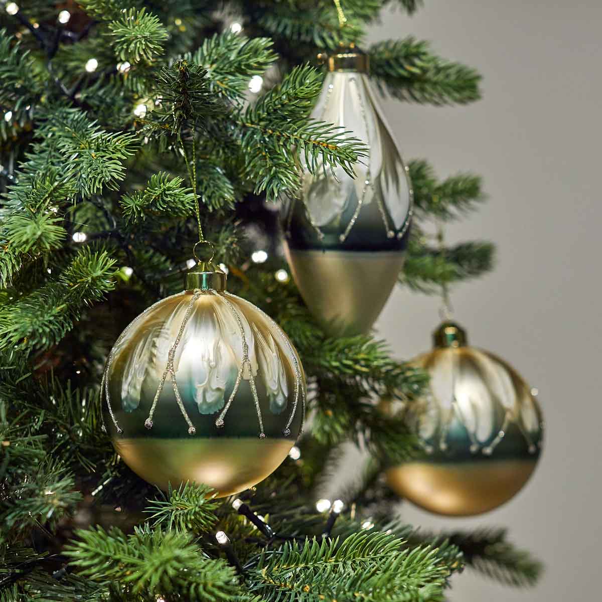 Sage Gold Glitter Bauble
