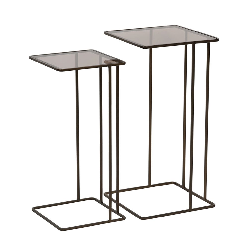 Salzburg Set of 2 Glass and Metal Side Tables