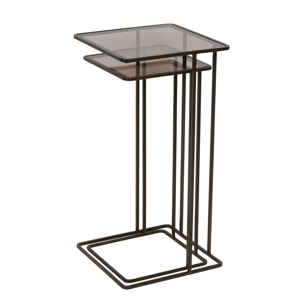 Salzburg Set of 2 Glass and Metal Side Tables