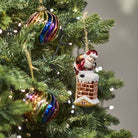 Santa Climbing Down the Chimney Shaped Bauble