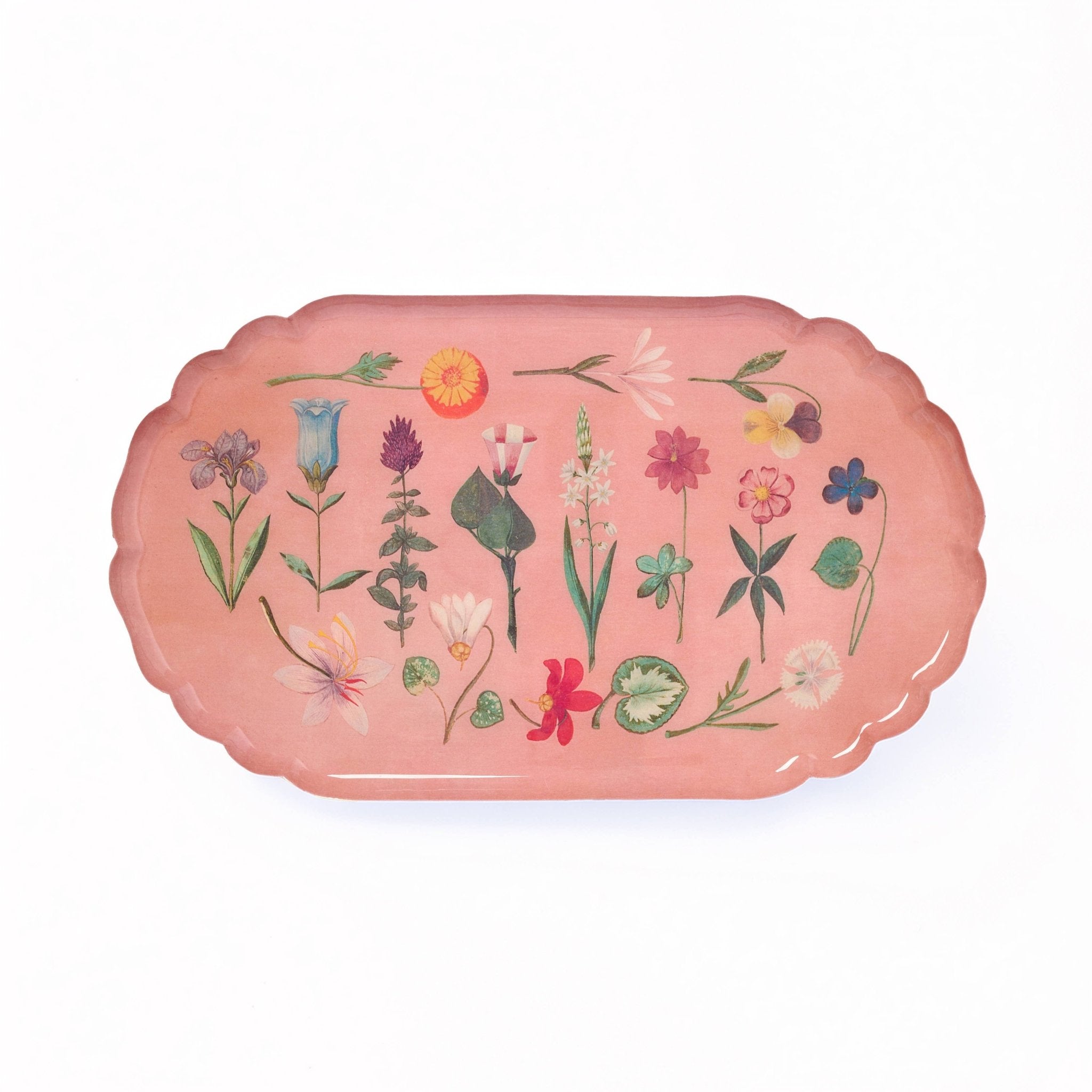 Scalloped Enamel Tray, Festival of Flowers