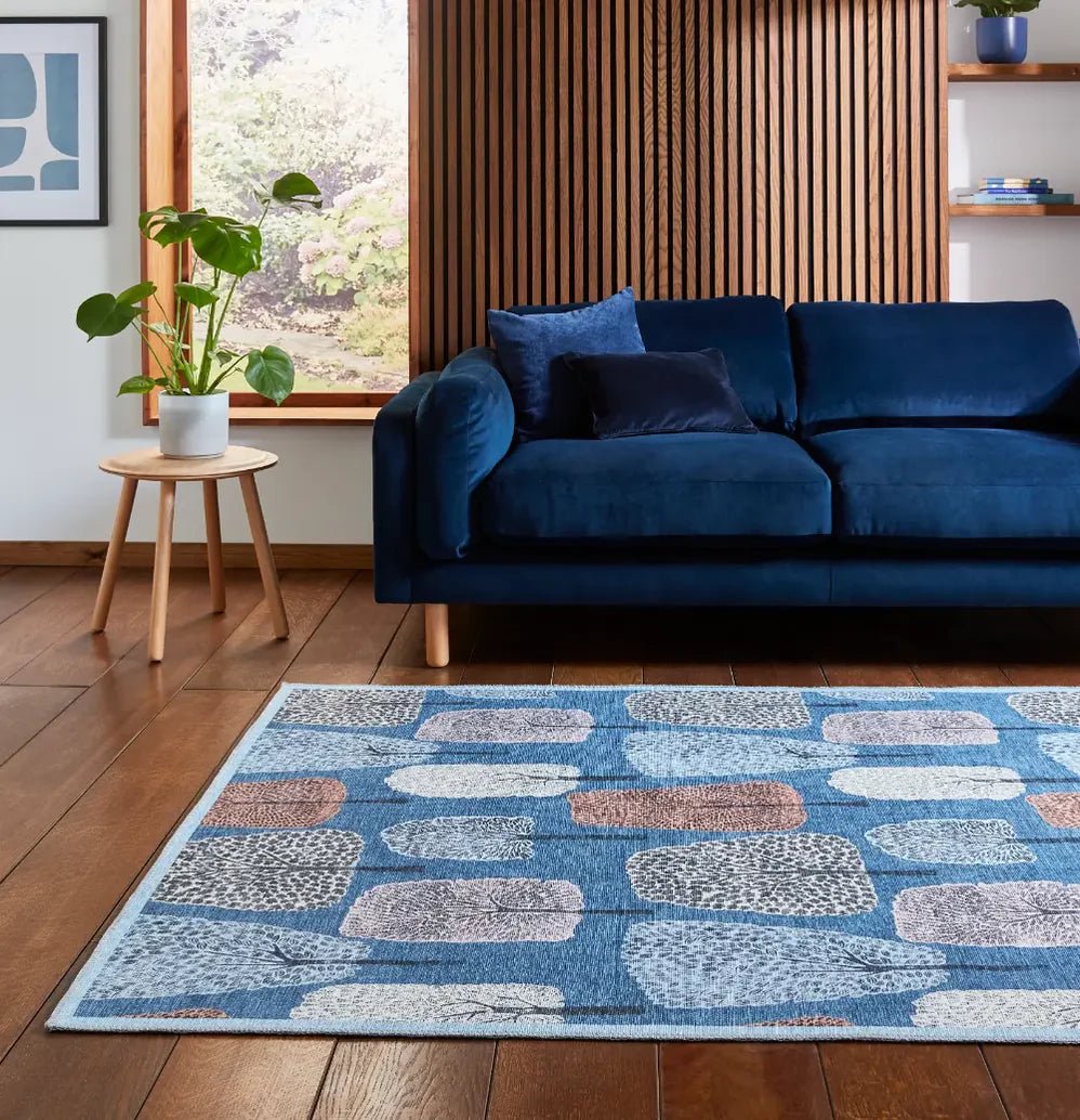 Scion Cedar Washable Rug, Midnight 76 x 150cm,120 x 170cm,152cm circle,152 x 230cm,185 x 290cm,61 x 230cm runner