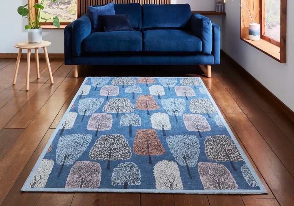 Scion Cedar Washable Rug, Midnight 76 x 150cm,120 x 170cm,152cm circle,152 x 230cm,185 x 290cm,61 x 230cm runner