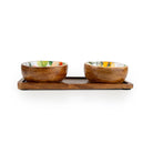 Set of 2 Small Mango Wood Dipping Bowls, Tomato - Angela Reed - 