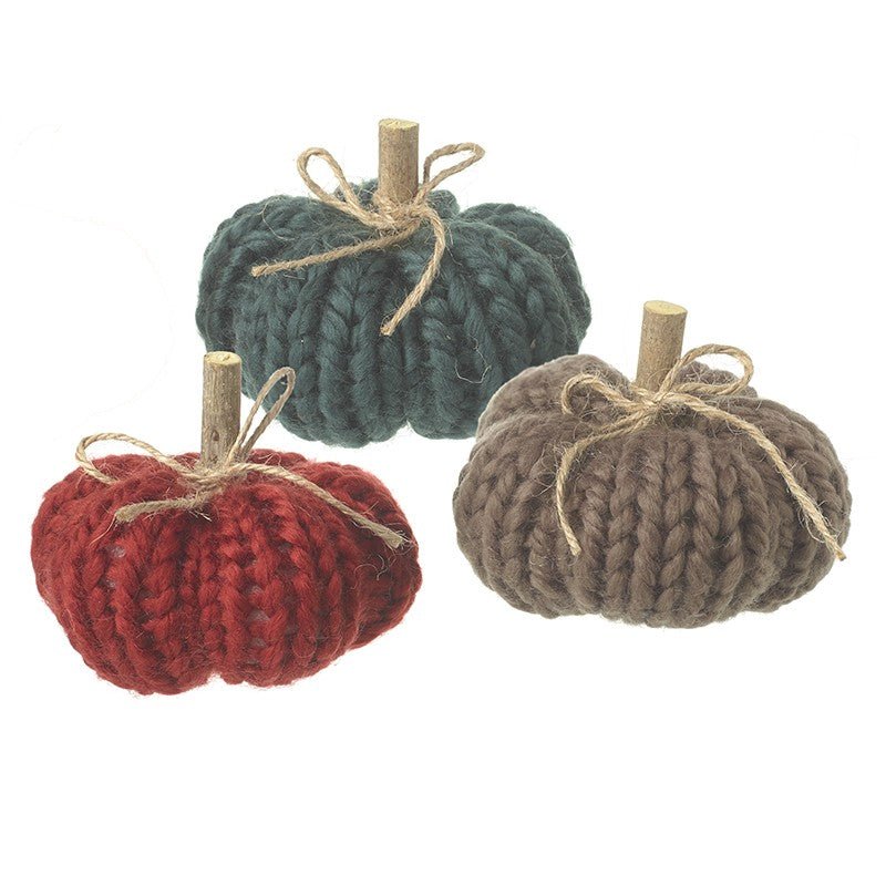 Set of 3 Knitted Mini Pumpkins