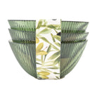 Set of 3 Ridged Glass Bowls, Olive Green