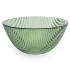Set of 3 Ridged Glass Bowls, Olive Green