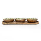 Set of 3 Small Mango Wood Dipping Bowls, Olives