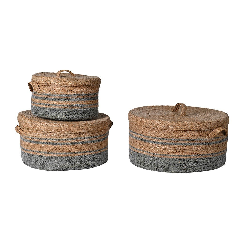 Set of 3 Squat Lidded Baskets - Angela Reed - 