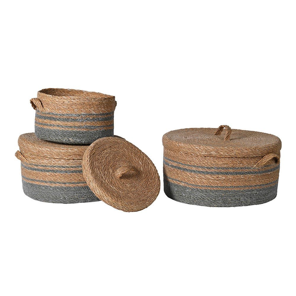 Set of 3 Squat Lidded Baskets - Angela Reed - 