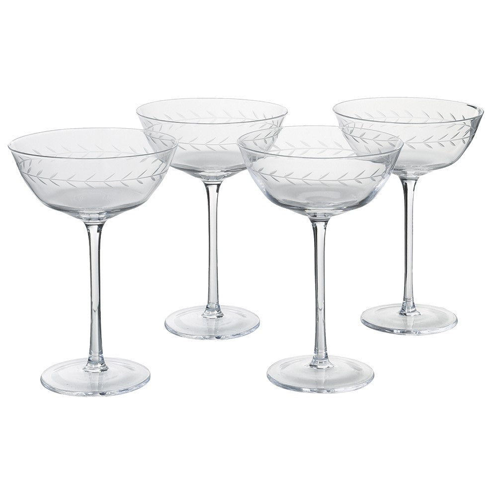Set of 4 Garland Leaf Martini Glasses