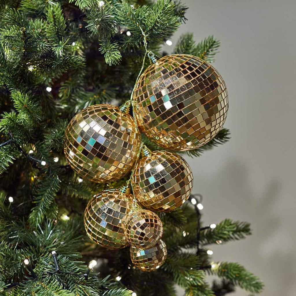 Set of 6 Gold Disco Balls - Angela Reed - Christmas Decorations