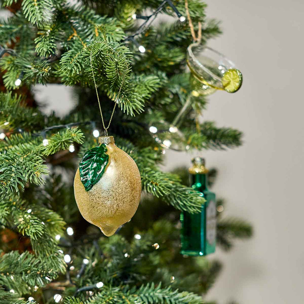 Shimmering Lemon Shaped Bauble - Angela Reed - Christmas Decorations