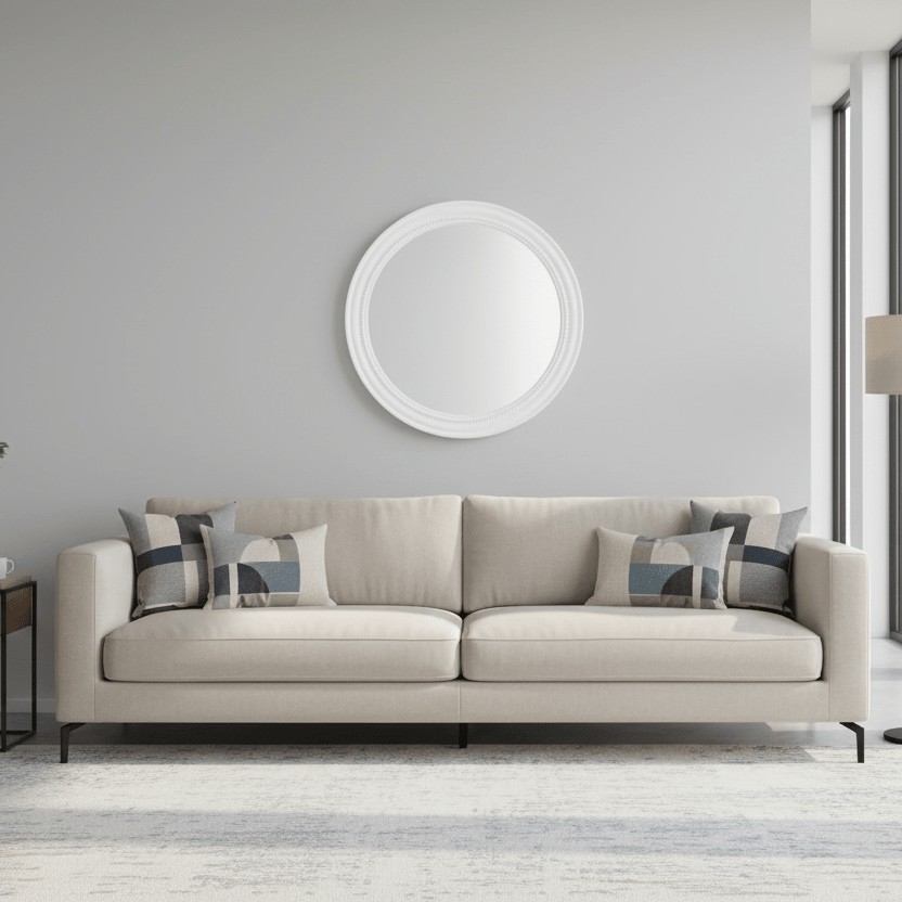 Shoreline Round Mirror, White