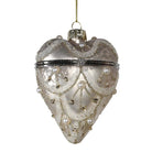 Silver Beaded Glass Heart Box