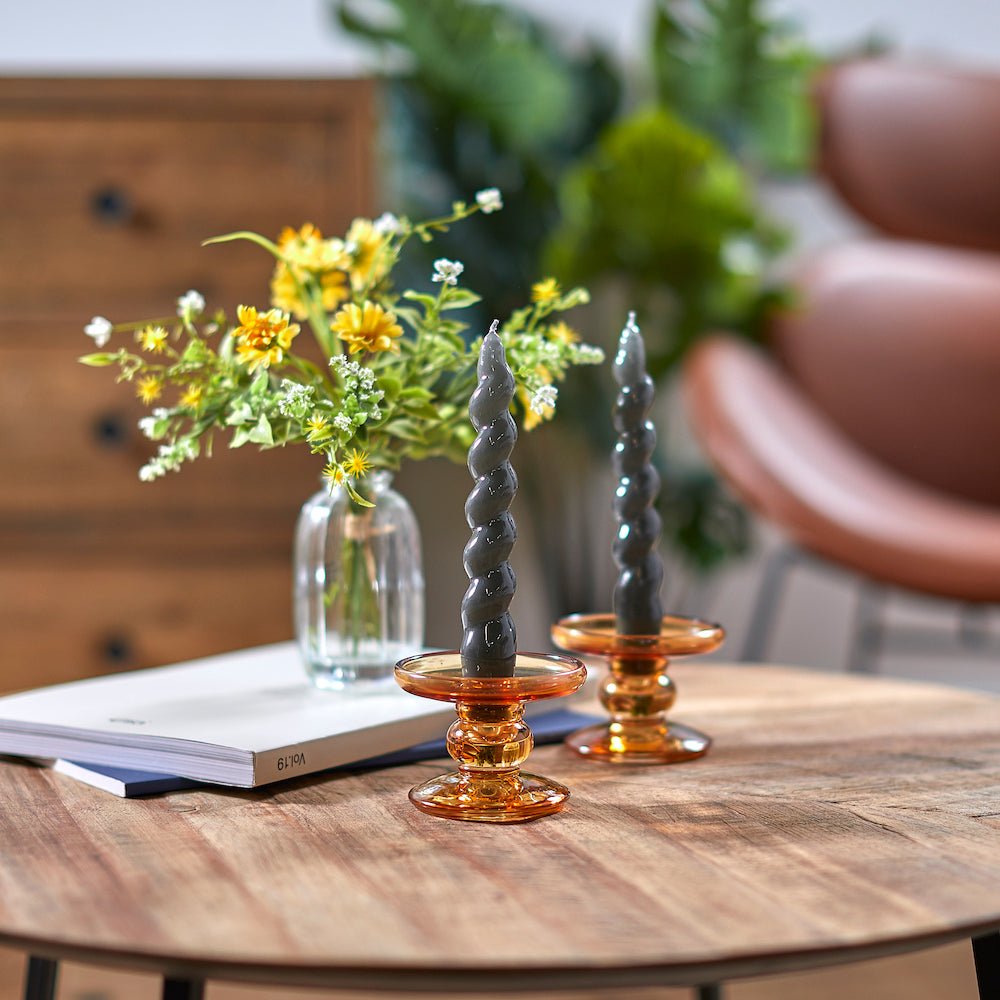 Single Spiral Candle in Dark Grey