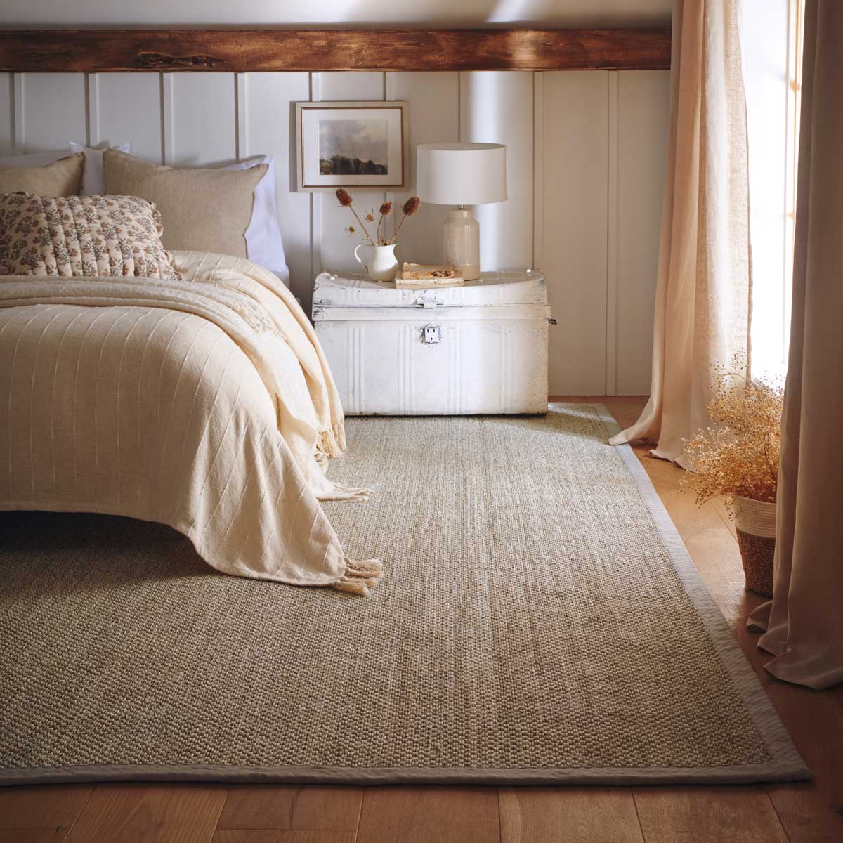 Sisal Rug in Light Beige with Sand Border 120 x 170cm,160 x 230cm,200 x 290cm,67 x 200cm