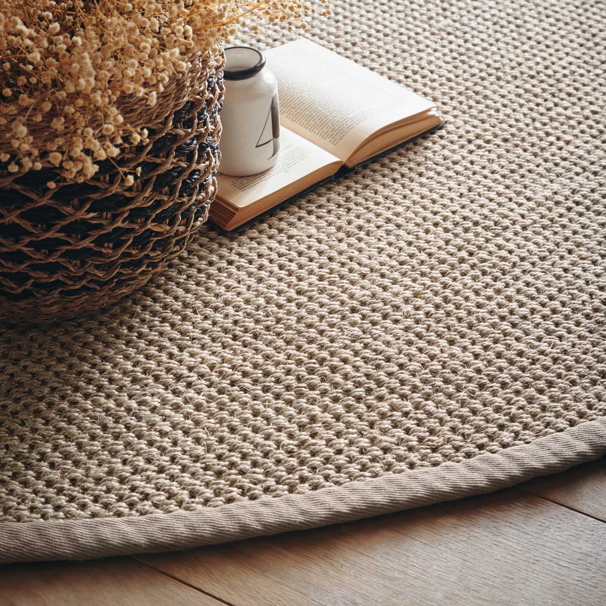 Sisal Rug in Light Beige with Sand Border 120 x 170cm,160 x 230cm,200 x 290cm,67 x 200cm