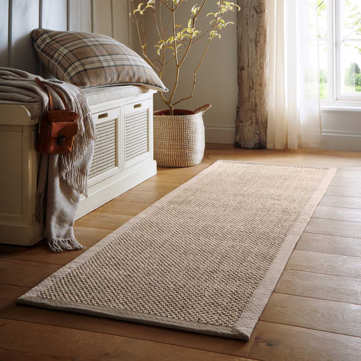 Sisal Rug in Light Beige with Sand Border 120 x 170cm,160 x 230cm,200 x 290cm,67 x 200cm