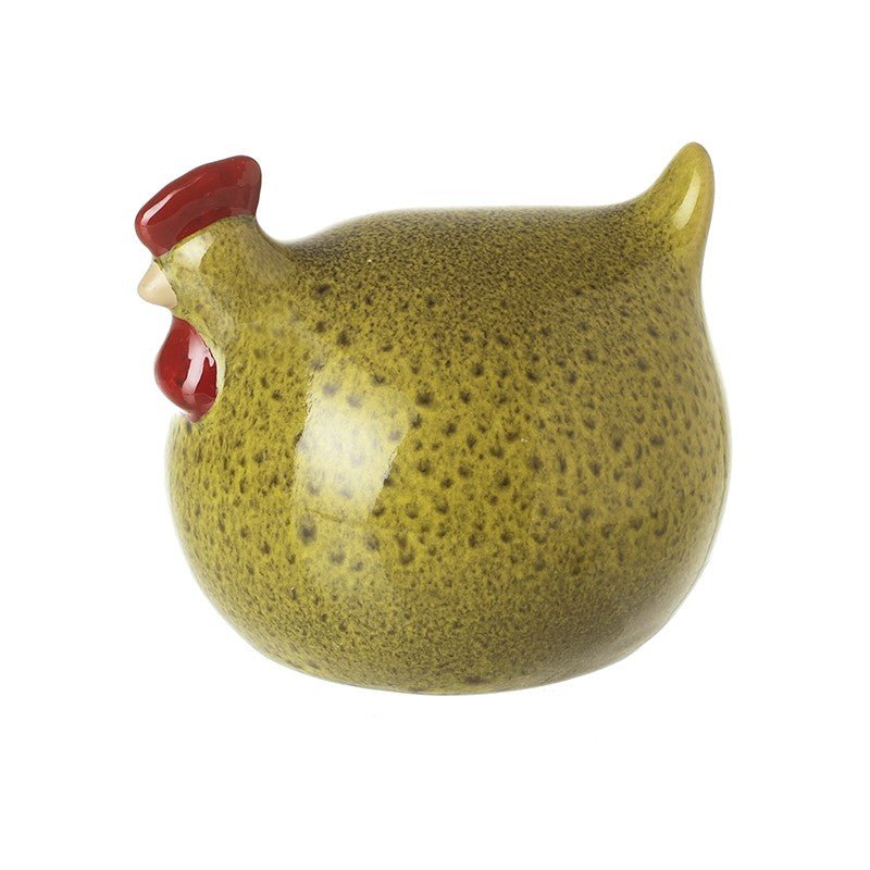 Small Round Ceramic Chicken, Green - Angela Reed - 