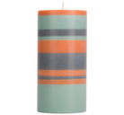 Striped Gunmetal, Opaline & Marigold Pillar Candle, Large 15cm