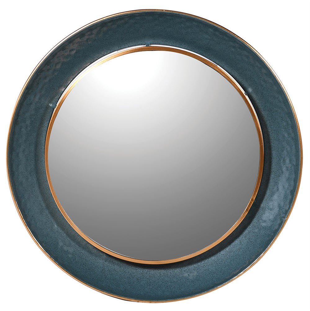 Teal Edge Round Mirror - Angela Reed -