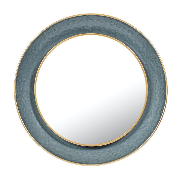 Teal Edge Round Mirror - Angela Reed -